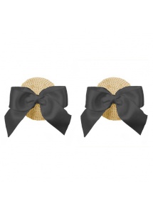 SexShop - Nakładki na sutki Nippies Gold - kokardki czarne - online