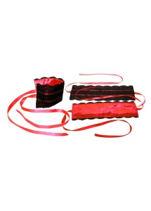 SexShop - Zestaw kajdanki i maseczka - Sportsheets Satin Lace Kit czerwony - online
