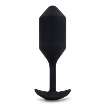 b-Vibe Snug Plug 4 Black – czarna anatomiczna wtyczka silikonowa 247g, 6 trybów wibracji