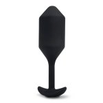 b-Vibe Snug Plug 4 Black – czarna anatomiczna wtyczka silikonowa 247g, 6 trybów wibracji