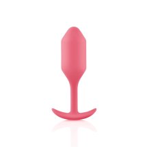 b-Vibe Snug Plug 2 Coral – silikonowy model anatomiczny z uchwytem, 111,5g, koralowy