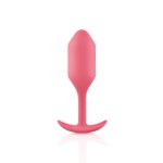 b-Vibe Snug Plug 2 Coral – silikonowy model anatomiczny z uchwytem, 111,5g, koralowy