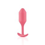 b-Vibe Snug Plug 2 Coral – silikonowy model anatomiczny z uchwytem, 111,5g, koralowy