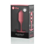 b-Vibe Snug Plug 2 Coral – silikonowy model anatomiczny z uchwytem, 111,5g, koralowy
