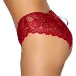 Cottelli Lingerie Figi Koronkowe Czerwone Bez Krocza S, sznurowanie satynowe