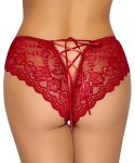 Cottelli Lingerie Figi Koronkowe Czerwone Bez Krocza S, sznurowanie satynowe