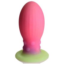 XR Brands Creature Cocks silikonowe jajko świecące w ciemności, gradient kolorów, żebrowana powierzchnia