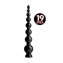 XR Brands Spiralne kulki elastyczne 8-elementowe, 48 cm, czarne, podstawa z przyssawką