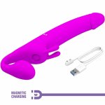 Pretty Love Zanini Strapless Strap-On silikonowy, 10 trybów, fioletowy, bez uprzęży