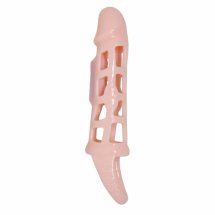 Baile Osłona przedłużająca z wibracjami i paskiem TPR 13,5 cm – Anatomiczny model, naturalny