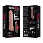 VirilXL V9 – elastyczny silikonowy rękaw do przedłużania, naturalny kolor, pasek stabilizujący