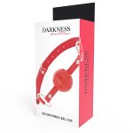Darkness Red Oddychający Knebel Skórzany – Regulowany Pasek z Systemem Otworów