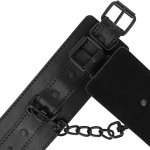 Intense Fetish – kajdanki skórzane wegańskie, regulowane, czarne, metalowe detale