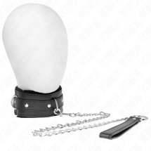 KINK – obroża z smyczą czarna, regulowana 36-42 cm, skóra syntetyczna, 65 cm