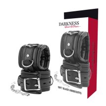 Darkness Kajdanki Bondage Skóra PU Metal Wyściełane 20 cm Czarne – regulowana blokada
