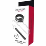 Darkness Pierścień Regulowany z Paskiem Bez Niklu Czarny – wegański materiał, metalowy łańcuszek