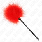 KINK Red Feather Duster Laska 27 cm – Czerwone Pióra, Ergonomiczny Uchwyt, Akcesorium do Kolekcji