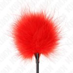 KINK Red Feather Duster Laska 27 cm – Czerwone Pióra, Ergonomiczny Uchwyt, Akcesorium do Kolekcji