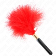 KINK Złote Metalowe Piórko Duster 18 cm – Czerwone Złoto, Naturalne Pióro, Precyzyjna Kontrola