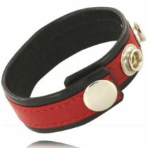 Metal Hard Leather Body – pasek skórzany regulowany czerwono-czarny, 3 uchwyty