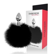 Darkness Korek z ogonem czarny 7 cm – silikonowy, dekoracyjny, futrzany ogon, ergonomiczny