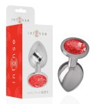 Intense Diamond Plug aluminiowy metalowy korek z czerwonym kryształem S, gładka powierzchnia