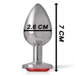 Intense Diamond Plug aluminiowy metalowy korek z czerwonym kryształem S, gładka powierzchnia