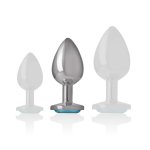 Intense Metalowy korek anatomiczny M niebieskie serce 8 cm, ozdobny kryształ