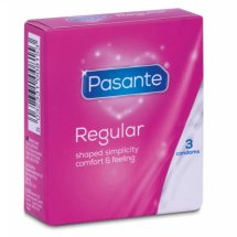 Pasante Regular prezerwatywy 3 sztuki, klasyczny kształt, 54 mm, wegańskie