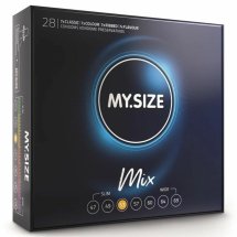MY.SIZE MIX 53 mm Zestaw 28 prezerwatyw w 4 wariantach, cienka ścianka