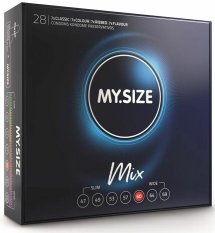 MY.SIZE Prezerwatywy 60 mm MIX 28 sztuk, klasyczne kolorowe smakowe, ultra cienkie
