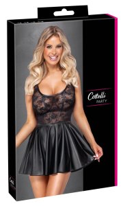 Cottelli Collection PARTY Sukienka mini M czarna – koronka i matowe wykończenie, elastyczny materiał
