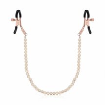 Rosy Gold Pearls – regulowane klamry z ozdobnym łańcuszkiem, stal nierdzewna, miękkie końcówki