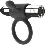 BLACK&SILVER Cameron srebrny – elastyczny pierścień wibrujący, 10 trybów, USB, silikon