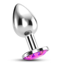 Crushious Bijou Anal Plug Small Pink – metalowy model z różowym kryształem, 6 cm