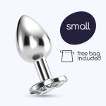 Crushious Bijou Small Clear – metalowa ozdoba intymna z przezroczystym kryształem, 6 cm