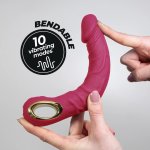 Crushious Magnus Bend rożowy – elastyczny model masujący z uchwytem, 10 trybów, 22,5 cm