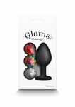 Glams Xchange Round Medium NS Novelties – silikonowy plug z wymiennymi kryształami, średni, 3 kolory