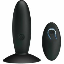 Pretty Love Plug wibrujący z pilotem, silikon medyczny, 12 trybów, USB, czarny, przyssawka