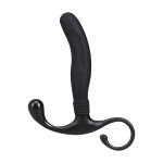 OptiMALE Smooth P-Massager silikonowy czarny 11,4 cm – ergonomiczny model z uchwytem, medyczny silikon