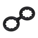 Rock Solid Silicone Double Stamina Ring czarny – podwójny system silikonowych pierścieni z metalowymi kulkami