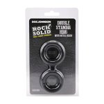 Rock Solid Silicone Double Stamina Ring czarny – podwójny system silikonowych pierścieni z metalowymi kulkami