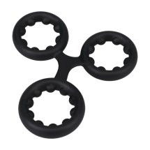 Rock Solid Silicone Triple Stamina Ring czarny – potrójny silikonowy system z metalowymi kulkami