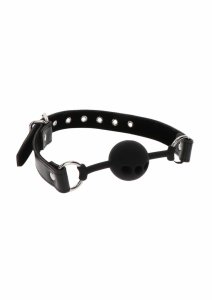 TABOOM Silicone Ball Gag czarny silikonowy knebel z welurowym podszyciem i regulowanym paskiem