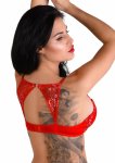 Push-up bra model z koronkowym tyłem racerback, czarny, wiązanie i kokardka