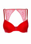 Push-up bra model z koronkowym tyłem racerback, ozdobna kokardka, czarny, 75B