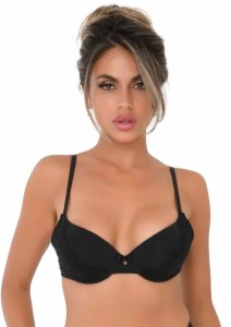 Push Up bra 8713221830432 z koronkowym tyłem racerback, regulacja, czarny