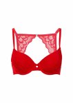 Push Up bra model z koronkowym tyłem typu racerback, push-up, czarny