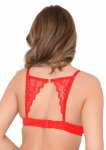 Push Up bra model z koronkowym tyłem racerback, beżowy, rozmiar M, ozdobne wiązanie