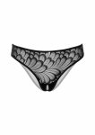 Crotchless Hiphugger koronkowe figi z otwartą częścią intymną i marszczonym tyłem czarne